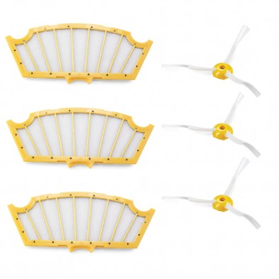 Original: Kit 3 filtros y 3 cepillos laterales para Roomba 500